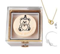 Scatola anello proposta, scatola anello nuziale - Scatola anello rotante piccola torta orso | per gioielli per torte orso reversibili Visualizza orecchini di stoccaggio coppia