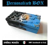 Scatola Artigianale Legno Portagioie Gioielli Bigiotteria Tarocchi Sole e Luna