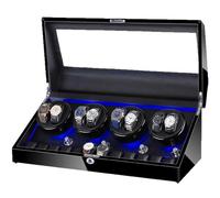 Scatola Avvolgi Orologi Automatica con Luce LED per 6 Orologi - Motore Silenzioso, Rotazione Regolabile, Custodia Display con Coperchio in Vetro(Ultra-Inner Black 8+12)