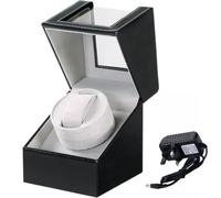 Scatola avvolgitore automatico singolo per orologi con motore silenzioso - Rotatore per orologi in pelle PU per donne e uomini - Supporto flessibile per il movimento del cuscino(Black)