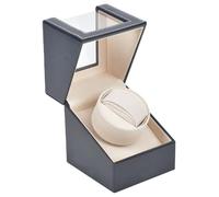 Scatola avvolgitore automatico singolo per orologi con motore silenzioso - Rotatore per orologi in pelle PU per donne e uomini - Supporto flessibile per il movimento del cuscino(Blue)