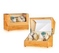 Scatola avvolgitrice automatica per orologi per 1/2/3 orologi automatici, scatola portaoggetti in legno antipolvere e vetrina, 5 modalità di rotazione con motore super silenzi（2+0 -24*14*16cm）