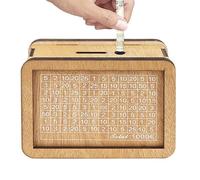 Scatola bancaria in legno, scatola di risparmio di denaro in legno - Scatola di sfida di risparmio,Casella di sfida di risparmio finanziario, Banca di risparmio divertente con bersaglio e numeri per