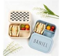 Scatola Bento Portatile Personalizzata con Nome, 3 Scomparti, Posate Integrate Forchetta & Cucchiaio, Contenitore per Preparazione Pasti, Design con Coperchio a Scatto a 3 Lati, Adatta per Pasti Organ