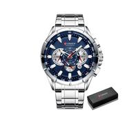 (Scatola blu argento) Orologi da uomo Curren, orologio da uomo al quarzo con cronografo di lusso di