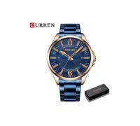 (scatola blu)Orologio da polso da uomo Curren, marchio di lusso, semplice, al quarzo, con cinturino
