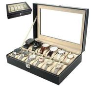 Scatola Box Cofanetto Con Vetrina Porta Orologi 12 Posti per Orologio Custodia