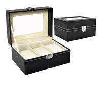 Scatola Box Cofanetto Con Vetrina Porta Orologi 3 Posti per Orologio Custodia