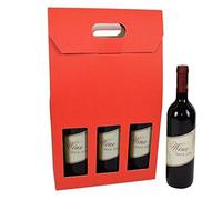 Scatola Box per 3 Bottiglie Rosso Vino Birra Olio 750 ml Manico Cartone Ondulato