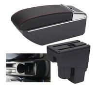 Scatola Bracciolo Auto Per Fit Per Jazz 1 2003-2007 Console Centrale Organizer Braccioli Scatola Portaoggetti Bracciolo Accessori Interni(D-black Red No Usb)