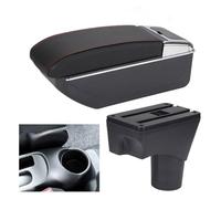 Scatola Bracciolo Auto Per Sunny Per Marzo Per Micra K13 2010-2022 Center Console Organizer Braccioli Scatola Di Immagazzinaggio(D-black Red No Usb)