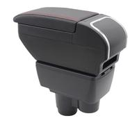 Scatola bracciolo per Renault Duster 2019 2020 2021 2022 Console centrale di stoccaggio con portabicchieri Bracciolo Accessori a doppio strato Nero (Nero con filo rosso)