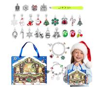 Scatola calendario per il conto alla rovescia di Natale - Puzzle fatto a mano per bambini di 24 giorni, set di braccialetti, divertente kit di gioielli con perline | per bambini, attività natalizie fa