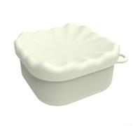 Scatola compatta in silicone per sapone con coperchio, per viaggi e bagno, porta sapone portatile che garantisce stabilità al sapone (beige)