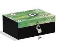 Scatola con lucchetto cm 18,5x14x7,5 ideale per custodire segreti, gioielli e figurine, calcio verde