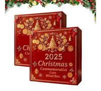 Scatola con monete commemorative del Natale 2025, calendario dell'Avvento con 12 monete della sfida di Natale, Babbo Natal-e, pupazzo di neve, design per albero di Natal-e per collezionisti (2PCS)