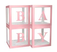 Scatola con palloncini a forma di lettera rosa, adatta per feste a tema B-A-B-Y, singola scatola con una lettera o set di 4 scatole con le lettere B-A-B-Y, decorazione per feste, compleanni, scatola t
