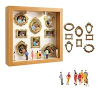 Scatola con Silhouette Mini museo Fai da Te, Kit Cornice Creativa con Scatola per Ombre con Luce, Mini Figurine e cornici Dorate, per San Valentino/Matrimonio/Anniversario Wood Colour