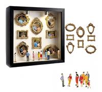 Scatola con Silhouette Mini museo Fai da Te, Kit Cornice Creativa con Scatola per Ombre con Luce, Mini Figurine e cornici Dorate, per San Valentino/Matrimonio/Anniversario Black