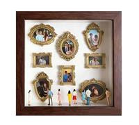 Scatola con Silhouette Mini museo Fai-da-Te, vetrina con Silhouette illuminata a LED con Figurine in Legno, Kit Cornice di Memoria per la Decorazione della Parete di casa(Brown)