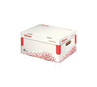 scatola container speedbox - small - 25,2x35,5cm - dorso 19,3 cm - bianco e rosso - esselte