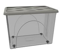 Scatola Contenitore con Coperchio e 4 Ruote Grande Box Portaoggetti 80LT STORAGE Salvaspazio Sovrapponibile 60x40x45 Organizer Multiuso organizzazione Casa Bagno Ufficio (GRIGIO TALPA)