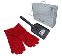 Scatola contenitore porta cenere Fireside completa di pala/scoop + guanti