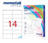 Scatola da 100 fogli A4 Etichette adesive Memotak formato in millimetri 105 x 42 1400 etichette per scatola
