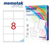 Scatola da 100 fogli A4 Etichette adesive Memotak formato in millimetri 105 x 72 800 etichette per scatola
