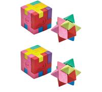 Scatola Da 64 Mini Puzzle Colorato Cubo E Star Gomme da Cancellare