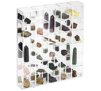 Scatola da collezione regolabile in acrilico trasparente con pietre a punta di freccia a specchio, vetrina in cristallo minerale da collezione, organizer con coperchio