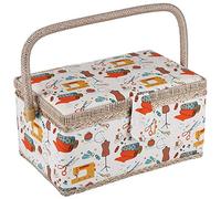 Scatola da Cucito, Cestino per Il Cucito Cestino Cucito,Cestino Organizer in legno per la Casa e per i viaggi, 27.8 x 18 x 14.5cm