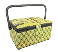 Scatola da Cucito Cesto Medio - Verde e Nero Motivo Kit Creativo Conservazione