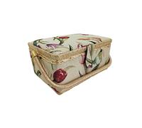 Scatola da cucito in legno, foderata in tessuto, con 8 scomparti, organizer con spillo, scatola di immagazzinaggio con manico e vassoio, (tulipan, media)