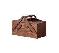Scatola da cucito in legno massello Scatola di immagazzinaggio portatile retrò Cestino versatile Photo Puntelli Organizzatore Vintage Home Decor