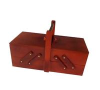 Scatola da cucito pieghevole in legno Scomparti Aghi Filo Forbici Cucire Cestino Portagioie Forniture for cucire for la casa(Red)