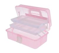 Scatola da cucito portaoggetti in plastica for arti e mestieri, Cassetta degli attrezzi pieghevole, for opere d'arte varie(Pink)