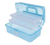 Scatola da cucito portaoggetti in plastica for arti e mestieri, Cassetta degli attrezzi pieghevole, for opere d'arte varie(Blue)