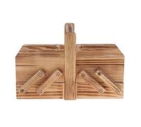 Scatola da cucito portatile pieghevole in legno, scatola for kit, scomparti, aghi, riparazione cuciture(Beige)
