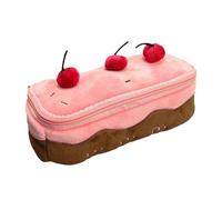 Scatola da design a cake modellante in tessuto fatto in tessuto, motivo di torta di ciliegia squisita | Spaziosa tasca con zip per cartoleria per utensili, presente originale per la scuola