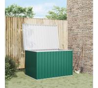 Scatola da giardino in acciaio zincato verde, 149 x 99 x 93 cm, resistente alle intemperie, impermeabile, capiente, per cuscini, balconi, terrazze, esterni, con coperchio ribaltabile