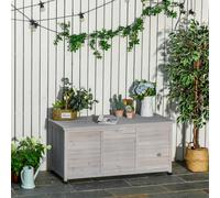 Scatola da giardino Outsunny scatola per cuscini resistente alle intemperie in legno massello grigio 127x56x60 cm