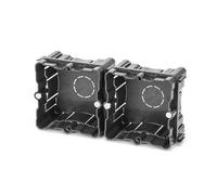 Scatola da incasso con doppi meccanismi in elegante nero. Ideale per installazioni moderne, unisce funzionalità e design, robusto e facile da montare. Perfetto per qualsiasi spazio.