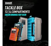 Scatola da pesca in plastica Kingdom con 12-14 scomparti, alta resistenza, a doppia faccia, per conservare esche e accessori da pesca Piccolo-Blu,Big-Orange,Big-Blue,Piccola-AranciaABS