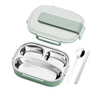 Scatola da pranzo per - Impermeabile in acciaio inossidabile, organizer a 3 scomparti, trasporto portatile, design ecologico con coperchio ermetico | picnic, campeggio, estate, mare, viaggi, cucina