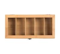 Scatola da tè - 30 x 10 x 9 cm, contenitore in legno multi-scomparto, porta bustine di tè, caffè | per di caffè e condimenti organizzazione cucina piano di lavoro armadio dispensa casa di