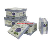 SCATOLA DECORATA C/FIORI,CONTENITORE C/COPERCHIO,BOX,CESTO PZ1,77009700