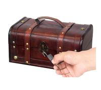 Scatola decorativa in legno vintage con maniglia e piccolo lucchetto