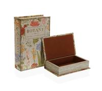 Scatola Decorativa Versa Botany Libro Tela Legno MDF 7 x 27 x 18 cm