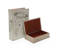 Scatola Decorativa Versa Tela Legno MDF Fiori